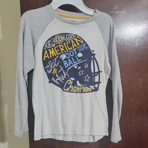 Gymboree Gray and Blue Long Sleeve Graphic Tee